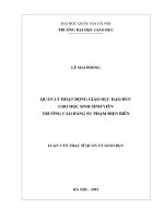 Quản lý hoạt động giáo dục đạo đức cho học sinh sinh viên Trường Cao đẳng sư phạm Điện Biên