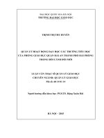 Quản lý hoạt động dạy học các trường tiểu học của Phòng giáo dục quận Hải An thành phố Hải Phòng trong bối cảnh đổi mới