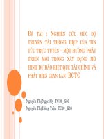 Nghiên cứu mức độ truyền tải thông điệp của tin tức trực tuyến - Một hướng phát triển mới trong xây dựng mô hình dự báo kiệt quệ tài chính và phát hiện gian lận BCTC