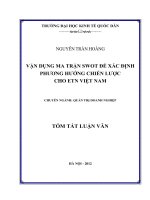 Vận dụng ma trận Swot để xác định phương hướng chiến lược cho ETN Việt Nam