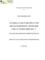 Tác động của quản trị công ty tới hiệu quả kinh doanh - Trường hợp Công ty cổ phần thép Việt - Ý