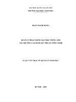 Quản lý hoạt động dạy học tiếng Anh tại trường Cao đẳng kỹ thuật công nghệ