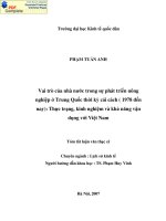 Vai trò của nhà nước trong sự phát triển nông nghiệp ở Trung Quốc thời kỳ cải cách ( 1978 đến nay) Thực trạng, kinh nghiệm và khả năng vận dụng với Việt Nam