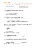 Đề thi giữa học kì 1 môn Sinh học lớp 11 trường THPT Ngọc Tảo, Hà Nội năm học 2016 - 2017