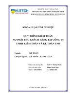 Quy trình kiểm toán nợ phải thu khách hàng tại công ty TNHH kiểm toán và kế toán TND