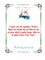 Thẩm định tài chính dự án đầu tư tại sở giao dịch I ngân hàng đầu tư & phát triển Việt Nam