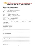 Bài tập tự luận Tiếng Anh lớp 7 Unit 6 After School