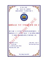 Hiệu quả sử dụng vốn ngân sách nhà nước trong đầu tư xây dựng hạ tầng nông thôn tại huyện nghĩa đàn, tỉnh nghệ an 