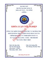 Công tác kiểm toán doanh thu và nợ phải thu khách hàng trong kiểm toán báo cáo tài chính do công ty TNHH kiểm toán và tư vấn thăng long t d k – chi nhánh đà nẵng thực hiện 