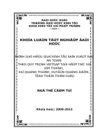 Đánh giá hiệu quả kinh tế sản xuất rau an toàn theo quy trình vietgap tại hợp tác xã kim thành, xã quảng thành, huyện quảng điền, tỉnh thừa thiên huế 