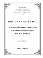 Đánh giá hiệu quả chăn nuôi gà thịt ở thị xã hương thủy, tỉnh thừa thiên huế 