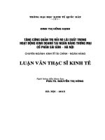 Tăng cường quản trị rủi ro lãi suất trong hoạt động kinh doanh tại Ngân hàng thương mại cổ phần Sài Gòn – Hà Nội