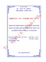 Đánh giá hiện trạng và đề xuất giải pháp nâng cao hiệu quả quản lý chất thải y tế tại bệnh viện đa khoa 115 nghệ an 