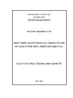 Phát triển nguồn nhân lực trong ngành du lịch ở tỉnh thừa thiên huế 
