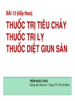 Bài giảng thuốc trị tiêu chảy, thuốc trị lỵ, thuốc diệt giun sán   gv trần ngọc châu 