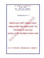 Nâng cao chất lượng hoạt động kiểm tra, kiểm soát thị trường tại chi cục quản lý thị trường thanh hóa 