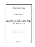 Kế thừa giá trị đạo đức truyền thống trong xây dựng đạo đức cho thanh niên ninh thuận hiện nay