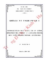 Đánh giá tác động của lũ lụt đối với tình hình phát triển kinh tế của xã long thành, huyện yên thành, tỉnh nghệ an năm 2012 