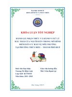 Đánh giá nhận thức và hành vi xử lý rác thải của người dân trong mô hình điểm dân cư bảo vệ môi trường tại phường thủy biều, thành phố huế 