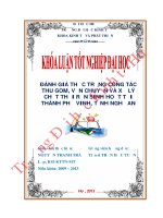 Đánh giá thực trạng công tác thu gom, vận chuyển và xử lý chất thải rắn sinh hoạt tại thành phố vinh, tỉnh nghệ an 