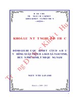 Đánh giá hiệu quả kinh tế cây dưa hấu vụ đông xuân trên địa bàn xã tam vinh, huyện phú ninh, tỉnh quảng nam 