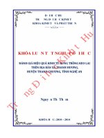 Đánh giá hiệu quả kinh tế rừng trồng keo lai trên địa bàn xã thanh hương, huyện thanh chương, tỉnh nghệ an 