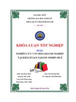 Nghiên cứu văn hoá doanh nghiệp tại khách sạn saigon morin huế 