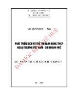 Phát triển dịch vụ thẻ tại ngân hàng thương mại cổ phần ngoại thương việt nam   chi nhánh huế 