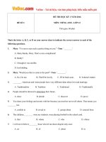 Đề thi học kì 1 môn Tiếng Anh lớp 12 năm học 2016 - 2017