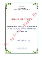 Đánh giá tình hình thực hiện chương trình xây dựng NTM tại xã nghĩa tiến   thị xã thái hòa   tỉnh nghệ an 