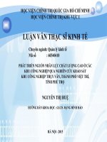 PHÁT TRIỂN NGUỒN NHÂN LỰC CHẤT LƯỢNG CAO Ở CÁC KHU CÔNG NGHIỆP QUA NGHIÊN CỨU KHẢO SÁT KHU CÔNG NGHIỆP THỤY VÂN, THÀNH PHỐ VIỆT TRÌ, TỈNH PHÚ THỌ