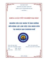 Nghiên cứu các nhân tố ảnh hưởng đến động lực làm việc của nhân viên tại khách sạn Cherish Huế