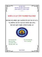 Đánh giá hiệu quả kinh tế sản xuất lúa vụ đông xuân tại xã châu quang, huyện qùy hợp, tỉnh nghệ an 