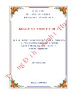 Hiệu quả kinh tế canh tác lúa của các hộ nông dân ở hợp tác xã nông nghiệp thủy thanh i, xã thủy thanh, thị xã hương thủy, tỉnh thừa thiên huế 
