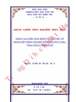 Nâng cao hiệu quả kinh tế của việc sử dụng đất nông nghiệp ở huyện phú vang, tỉnh thừa thiên huế 