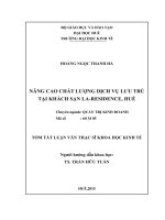 Nâng cao chất lượng dịch vụ lưu trú tại khách sạn la residence, huế 