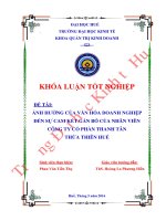 Ảnh hưởng của văn hóa doanh nghiệp đến sự cam kết gắn bó của nhân viên công ty cổ phần Thanh Tân Thừa Thiên Huế