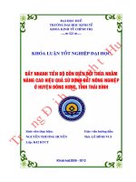 Đẩy nhanh tiến độ dồn điền, đổi thửa nhằm nâng cao hiệu quả sử dụng đất nông nghiệp ở huyện đông hưng, tỉnh thái bình 