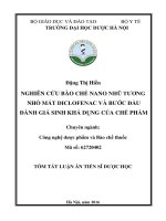 Nghiên cứu bào chế nano nhũ tương nhỏ mắt Diclophenac và bước đầu đánh giá sinh khả dụng của chế phẩm (TT)