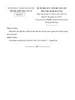 Đề thi học kì I môn Ngữ Văn lớp 10 cơ bản dành cho các lớp A (Đề 03) - THPT Chu Văn An (2012 - 2013)