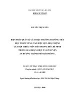 Biện pháp quản lý của hiệu trưởng trường tiểu học nhằm nâng cao hiệu quả hoạt động của đội thiếu niên tiền phong hồ chí minh trong giai đoạn hiện nay ở huyện an dương thành phố hải phòng 