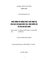 Hoạt động áp dụng pháp luật hình sự của các cơ quan điều tra, viện kiểm sát và tòa án việt nam 