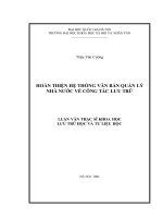 Hoàn thiện hệ thống văn bản quản lý nhà nước về công tác lưu trữ 