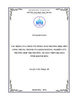 Tác động của nhân tố tính cách thương hiệu đến lòng trung thành của khách hàng 