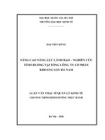 Nâng cao năng lực lãnh đạo – nghiên cứu tình huống tổng công ty cổ phần khoáng sản hà nam (tt)