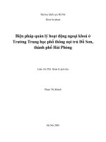 Biện pháp quản lý hoạt động ngoại khoá ở trường trung học phổ thông nọi trú đồ sơn, thành phố hải phòng 