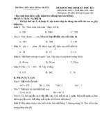 Đề thi học kì 1 môn Toán, Tiếng Việt lớp 3 trường tiểu học Hùng Thắng năm 2015 - 2016