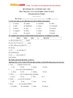 Đề thi học kỳ 1 môn tiếng Anh lớp 5 năm học 2015 - 2016 theo giáo trình Let''s Learn English 3