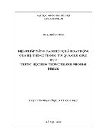 Biện pháp nâng cao hiệu quả hoạt động của hệ thống thông tin quản lý giáo dục trung học phổ thông thành phố hải phòng 