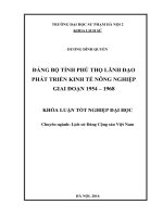 Đảng bộ tỉnh phú thọ lãnh đạo kinh tế nông nghiệp giai đoạn 1954   1968 